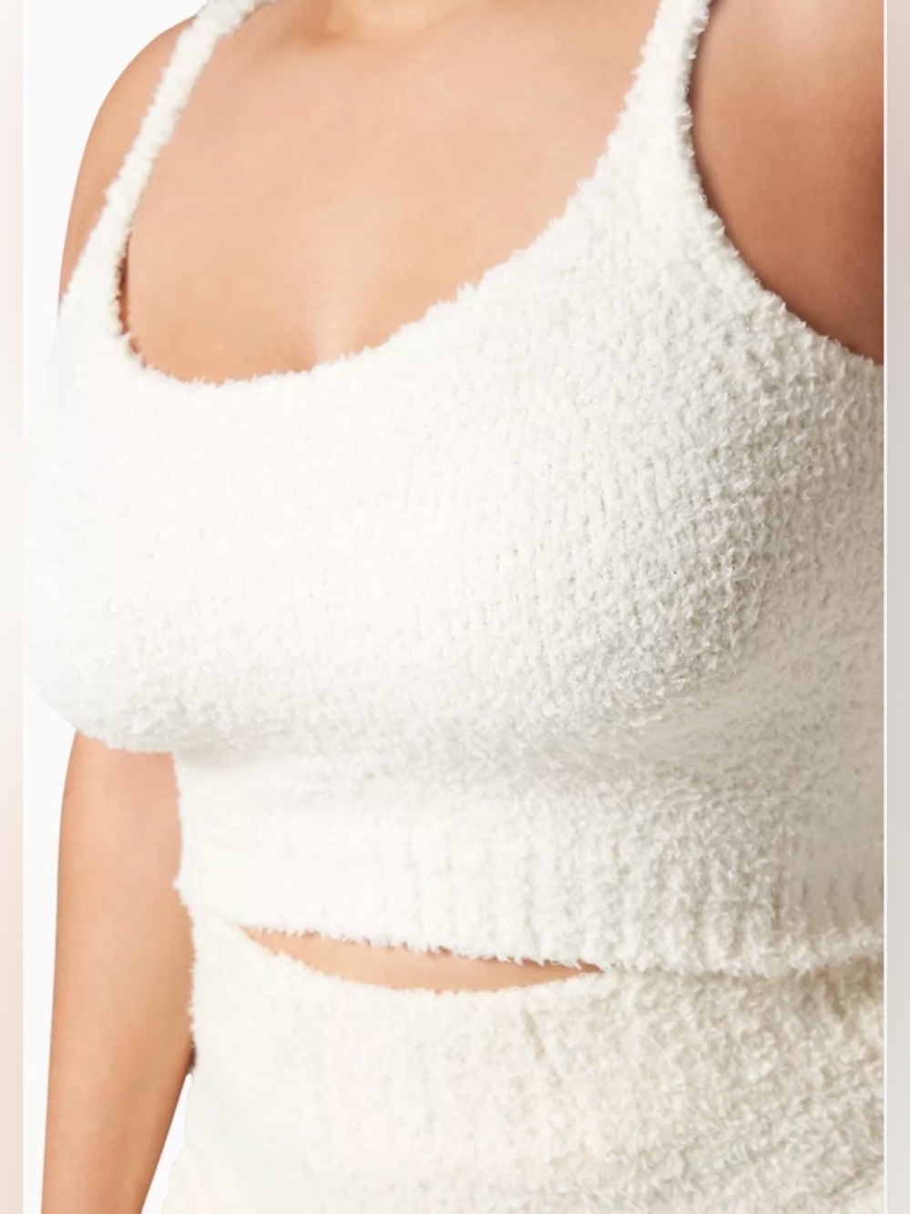 NWT [SKIMS] Cozy Knit Sherpa Bralette Cropped Tank Top Cami in Bone Womens 2X/3X - Picture 4 of 10